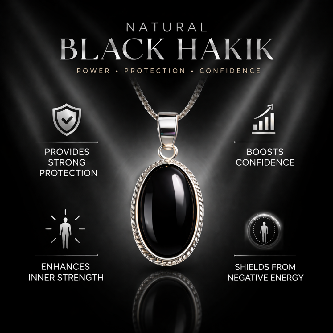 Natural Black Hakik Pendant for Protection & Strength