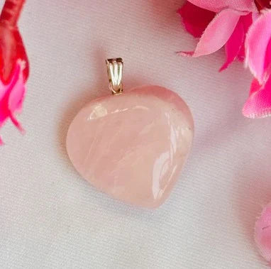 Rose Quartz Heart Pendant : Improve Love, Relationship & Emotional Connection