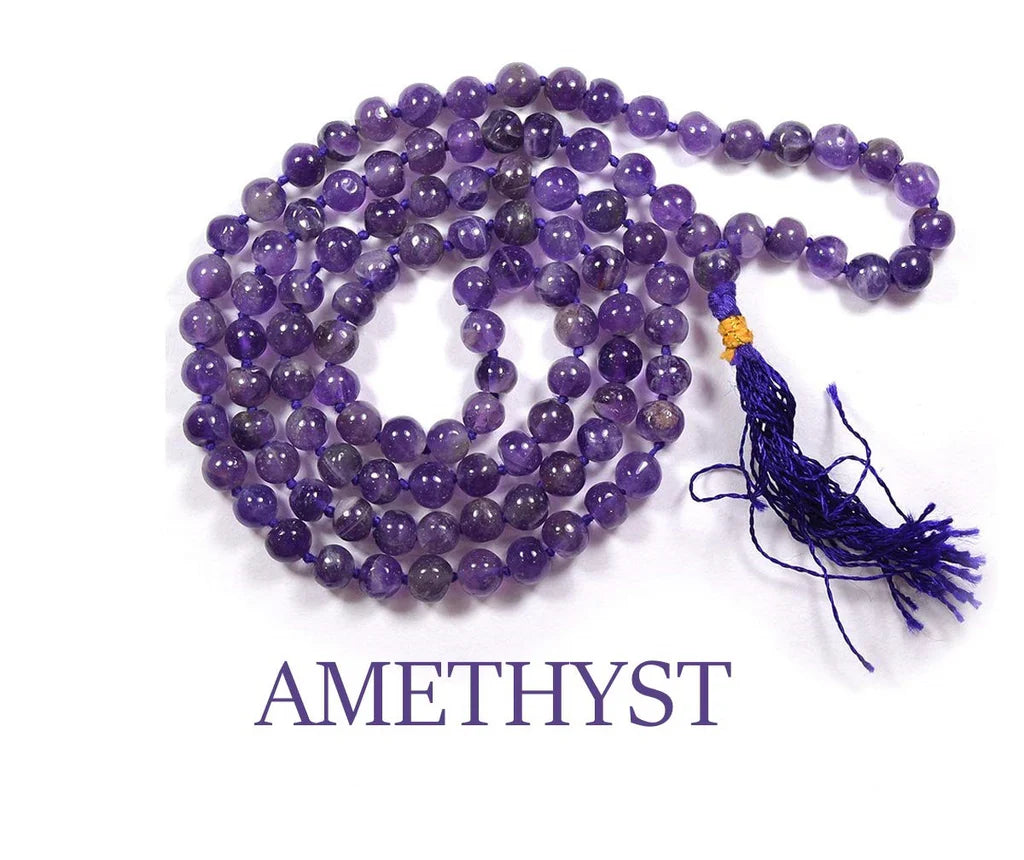 Natural Amethyst Mala || 8 MM || Gem Bhagya