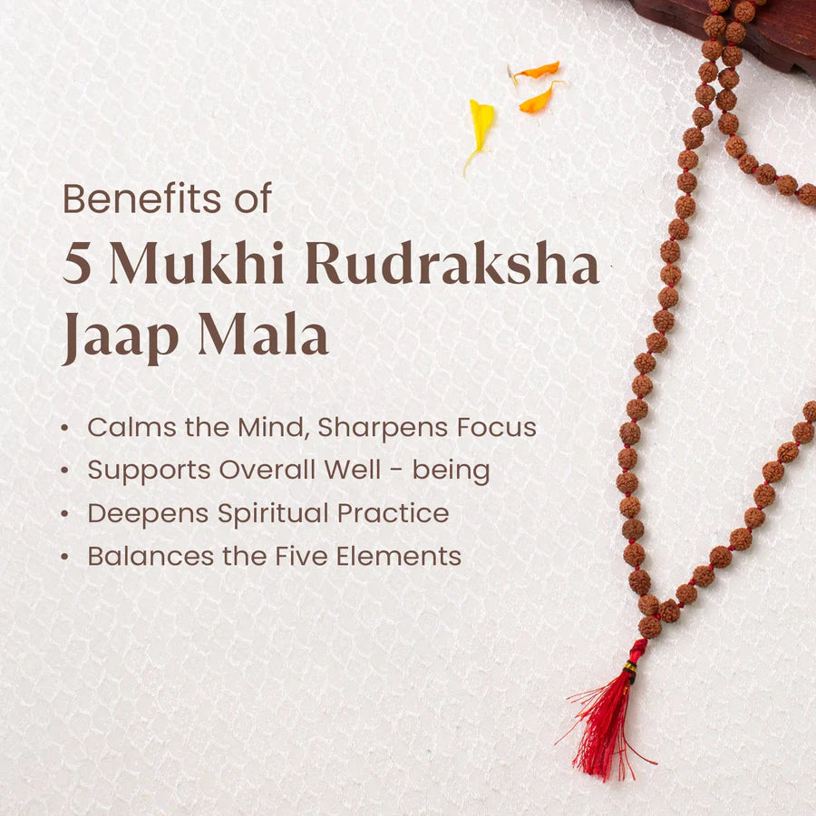 5 Mukhi Rudraksha Mala - 7 MM , 108+1 beads