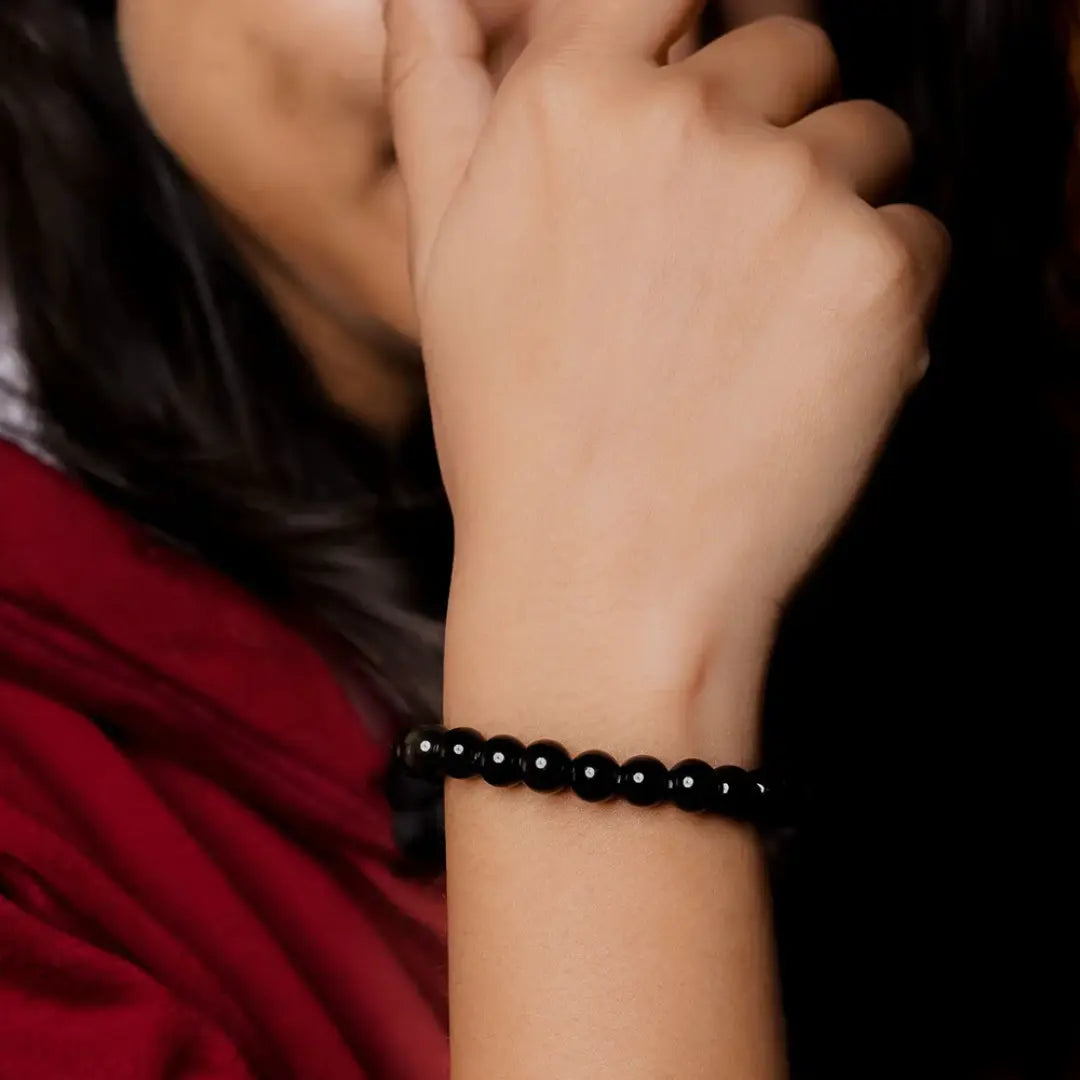 Black Obsidian Bracelet (8mm) for Men and Women || Gem Bhagya