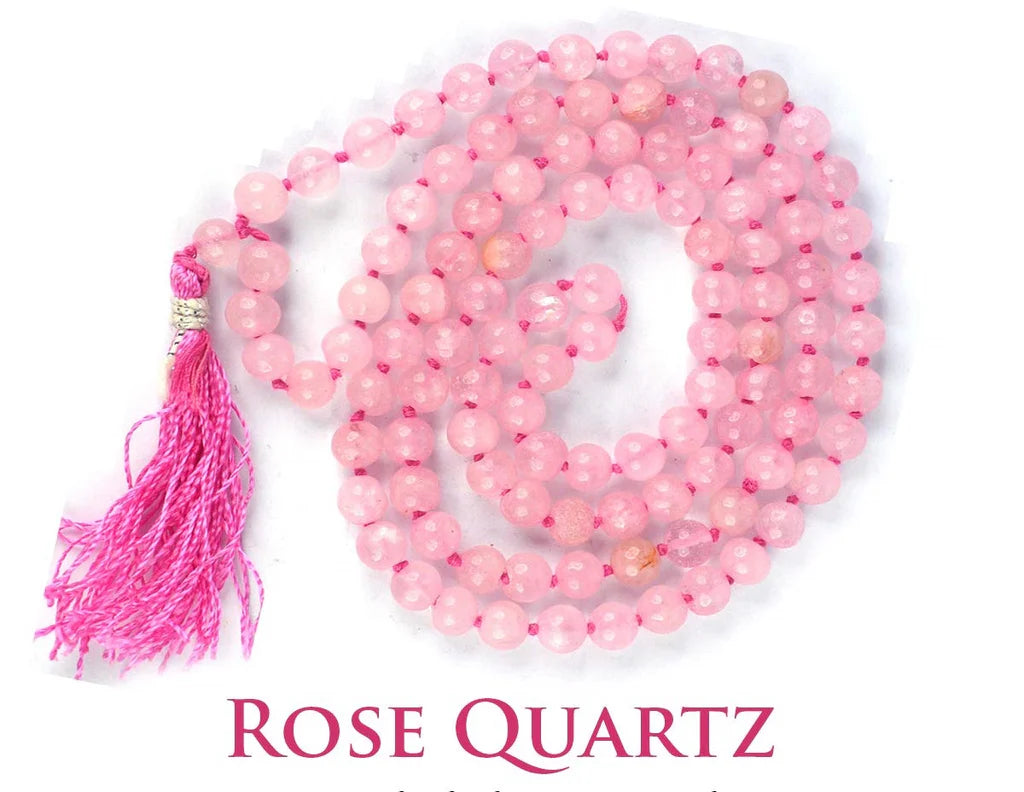 Natural Rose Quartz Mala || 8 MM || Gem Bhagya