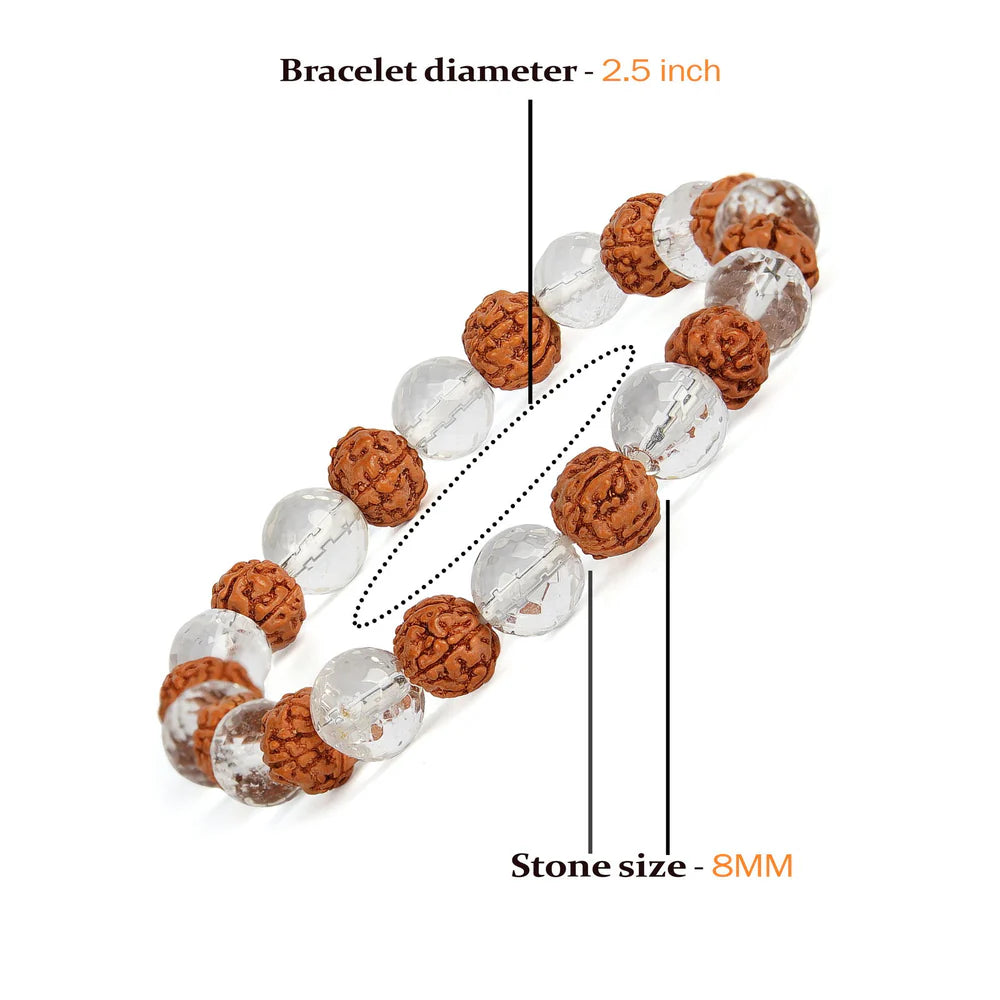 Rudraksha & Crystal Bracelet (8MM) || Gem Bhagya