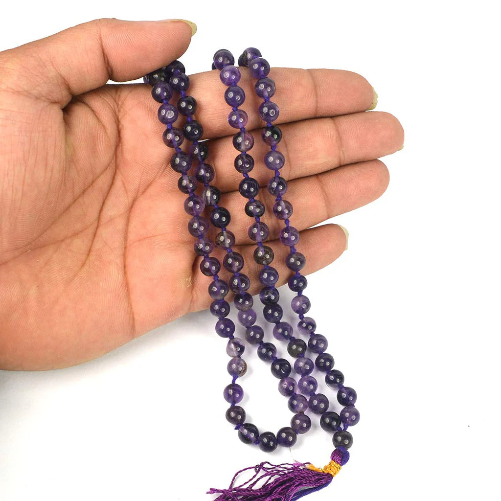 Natural Amethyst Mala || 8 MM || Gem Bhagya