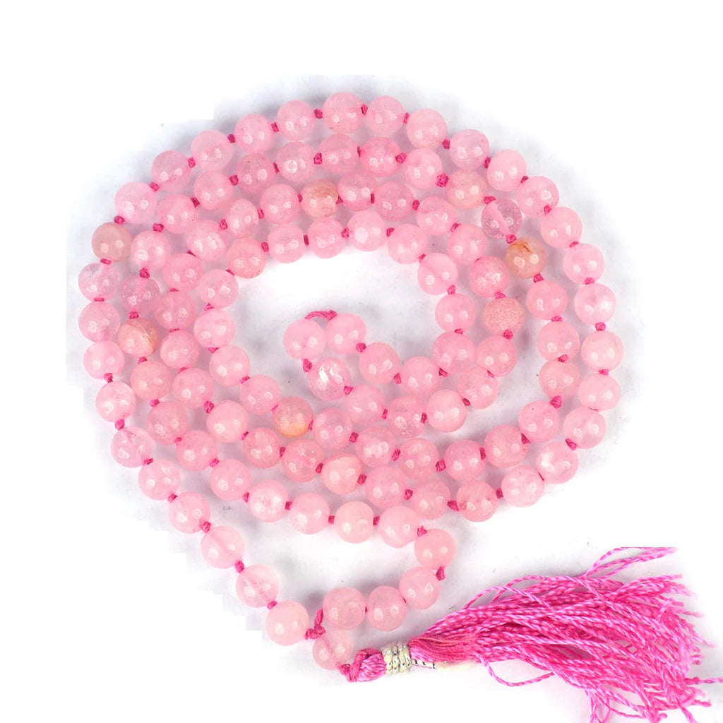 Natural Rose Quartz Mala || 8 MM || Gem Bhagya