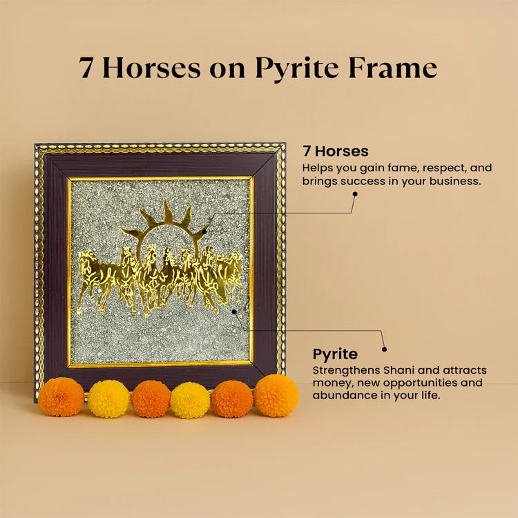 Pyrite Seven Horses Frame || Gem bhagya