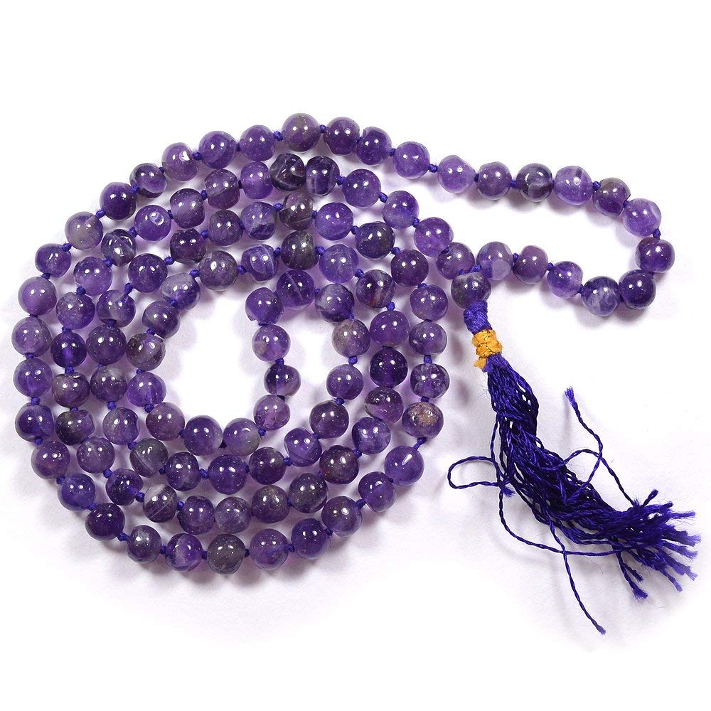 Natural Amethyst Mala || 8 MM || Gem Bhagya