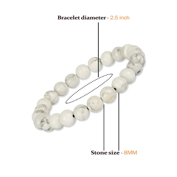 Howlite Bracelet (8mm) for Men and Women || Gem Bhagya