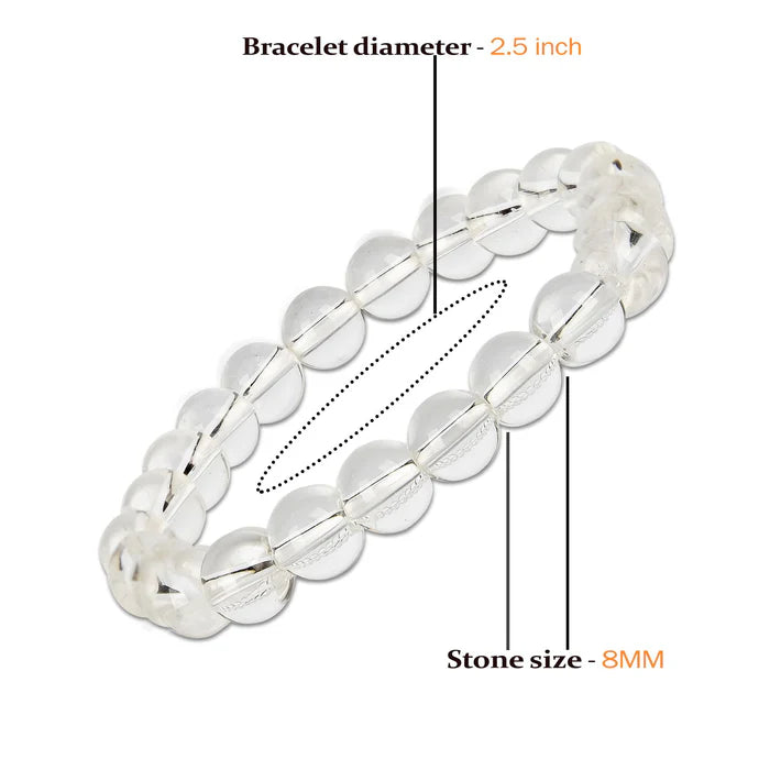 Natural Clear Quartz Bracelet ( 8 MM ) || Gem Bhagya