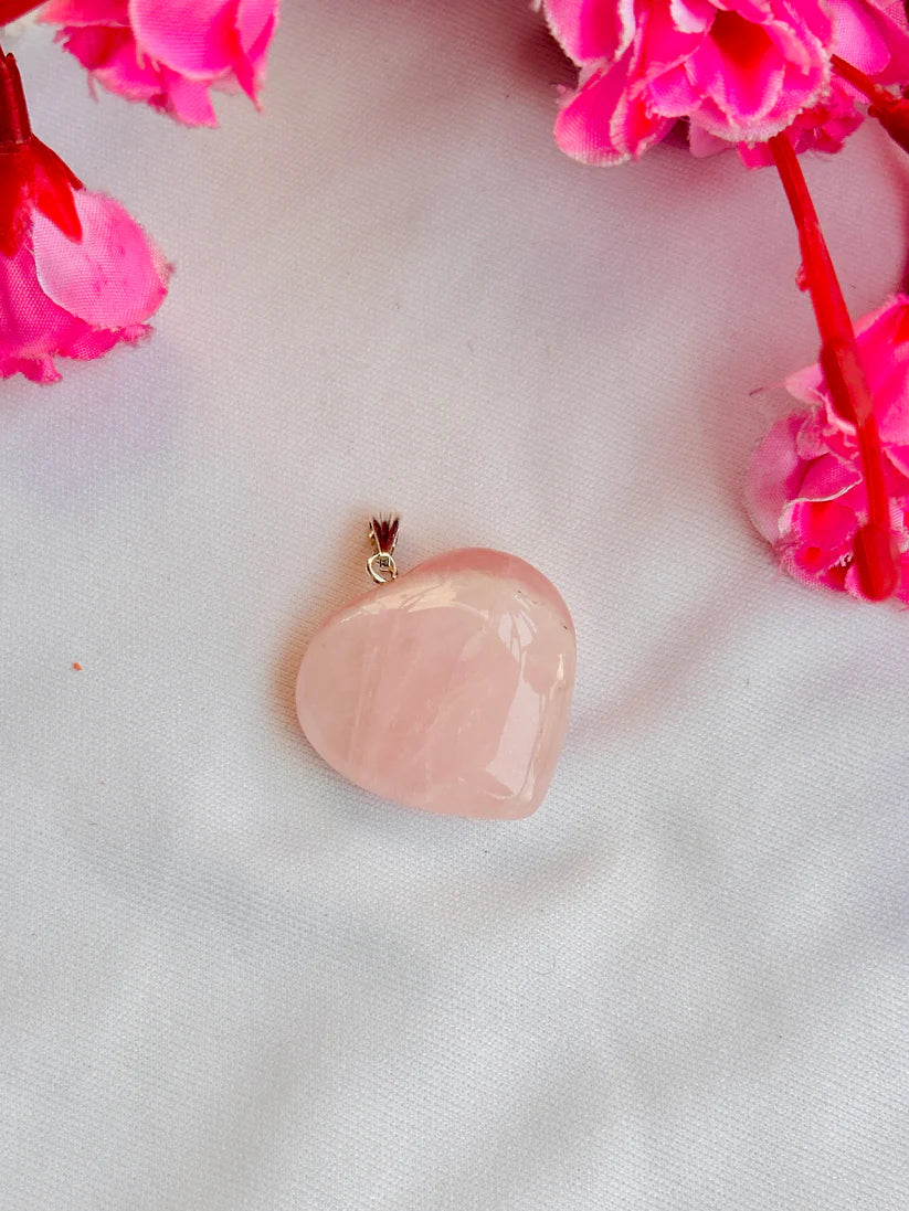 Rose Quartz Heart Pendant : Improve Love, Relationship & Emotional Connection