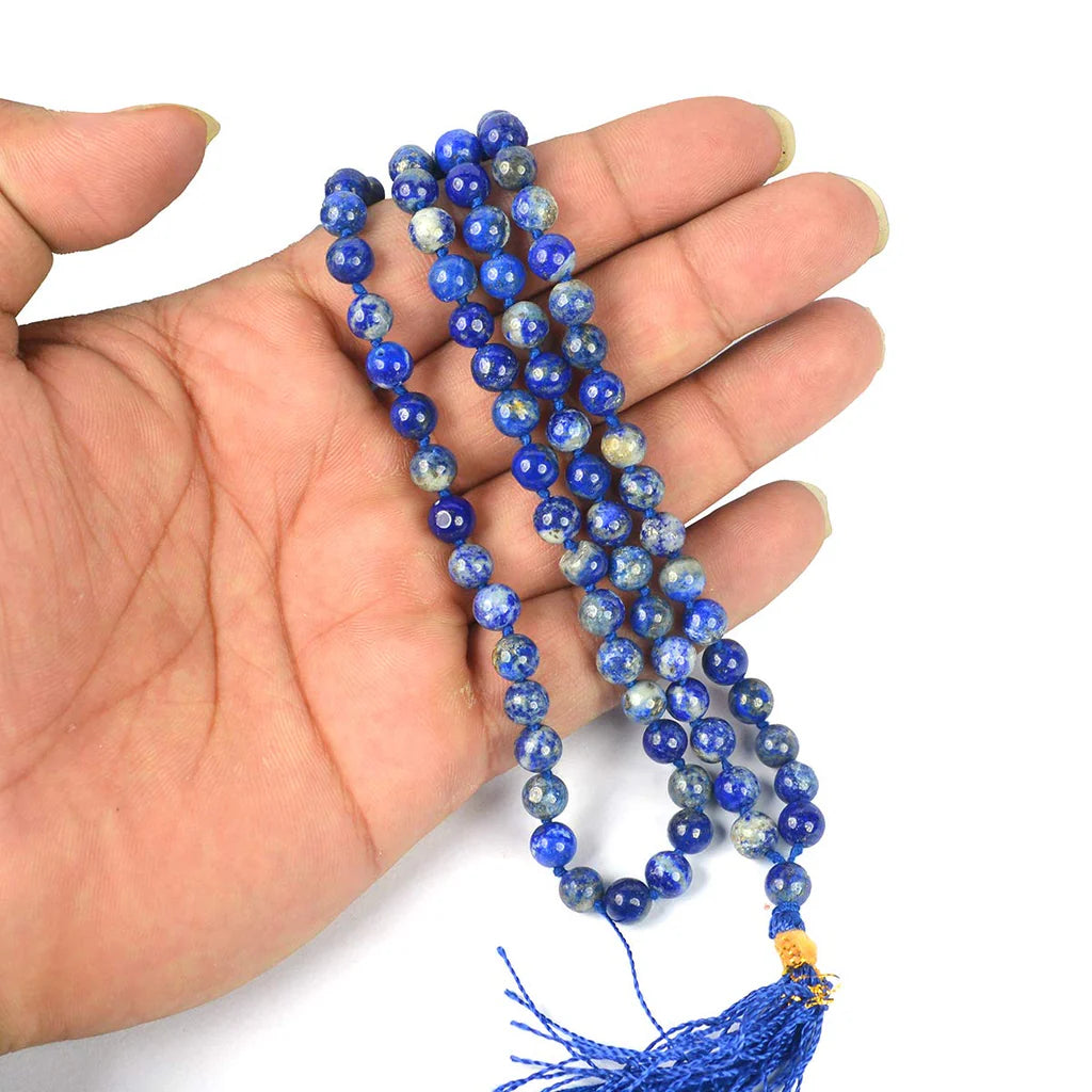 Natural Lapis Lazuli Mala || 8 MM || Gem Bhagya