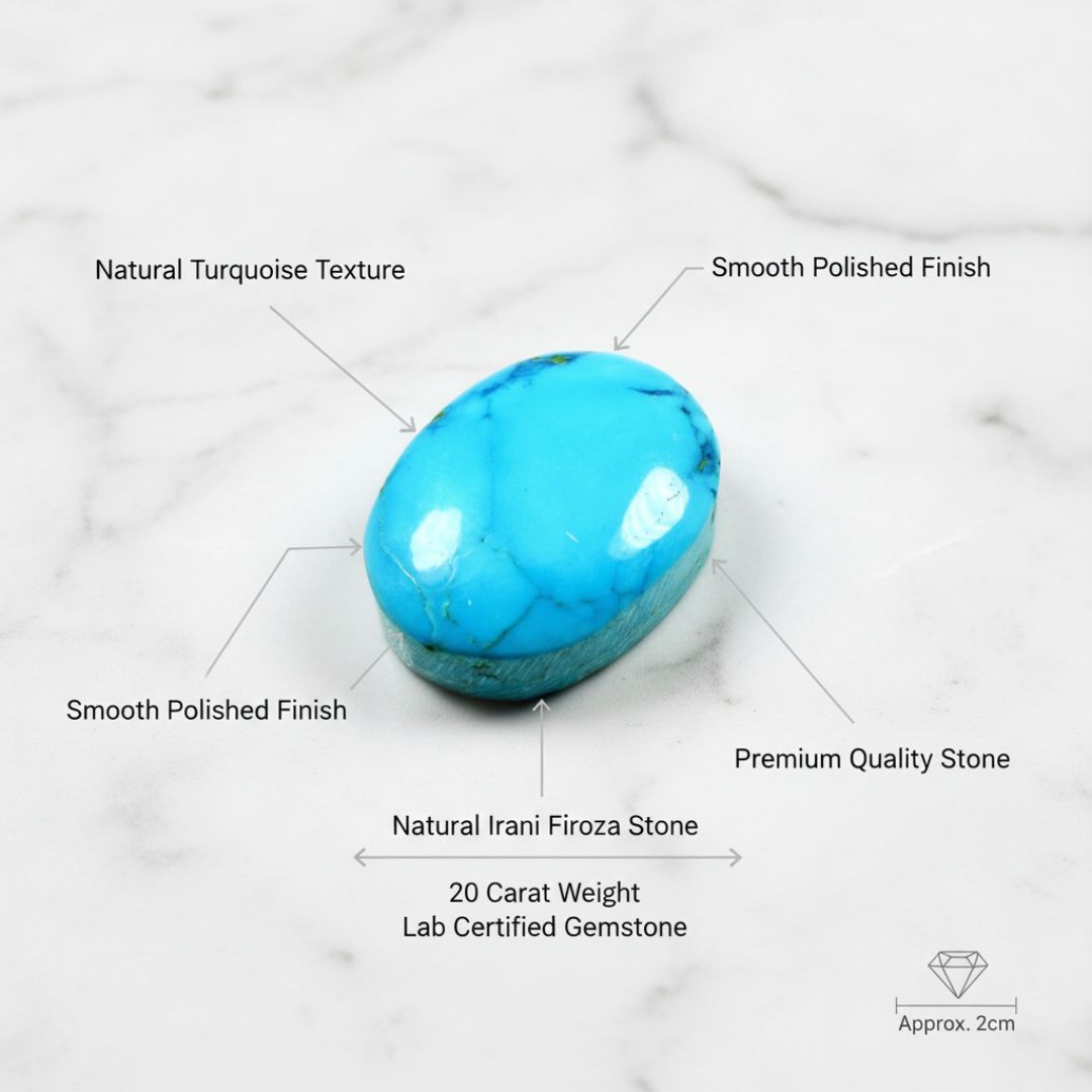 Natural Irani Firoza Lab Certified Turquoise Gemstone 20 Carat