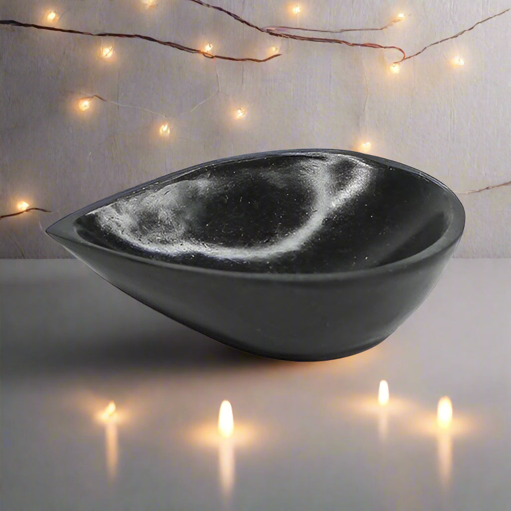 Natural Black Laborite Stone Diya