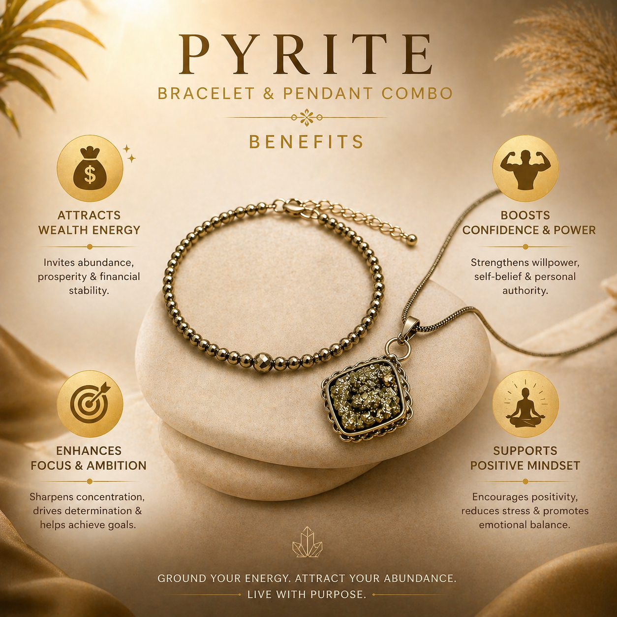 Pyrite Couple Combo Money Bracelet Set for Wealth & Success