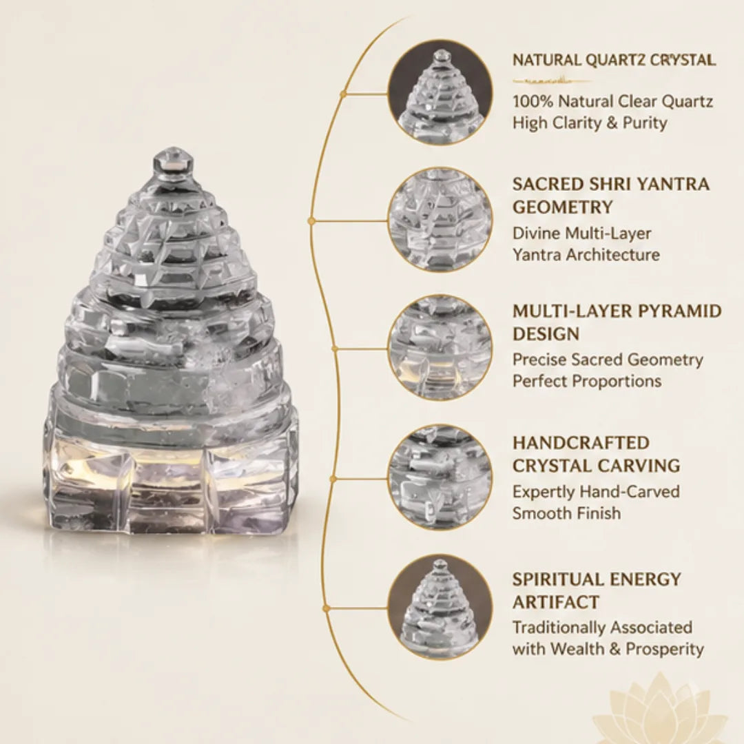Natural Quartz Crystal Shri Yantra (60g) for Wealth & Prosperity