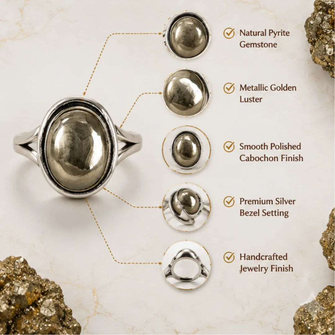 Natural Pyrite Plain Ring for Wealth & Prosperity