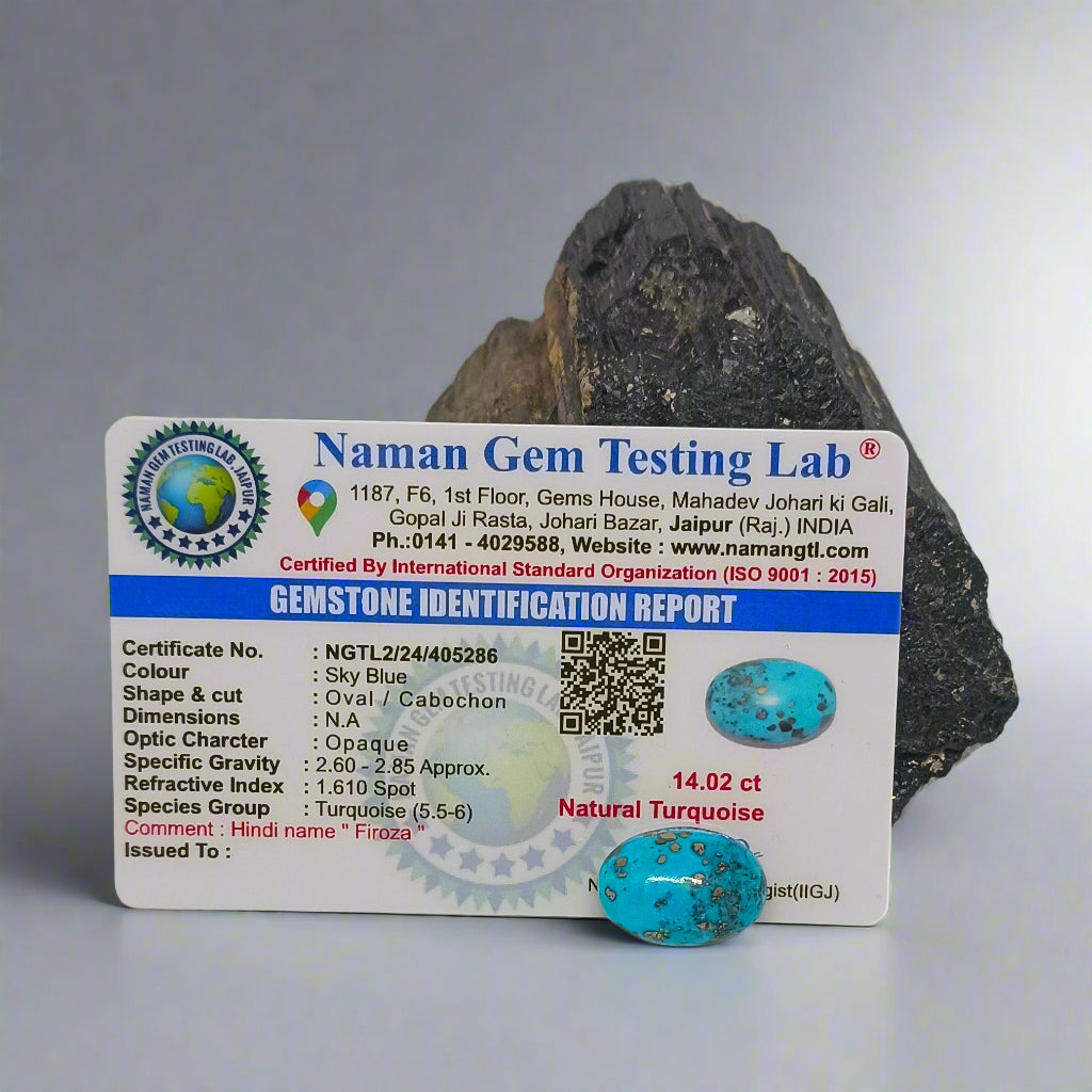 NATURAL IRANI FIROZA || 14.02 CARATE || LAB CERTIFIED
