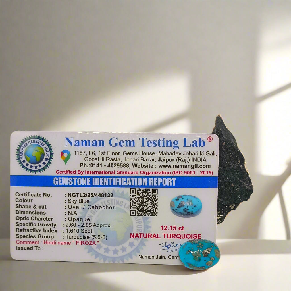 NATURAL IRANI FIROZA || 12.15 CARATE || LAB CERTIFIED