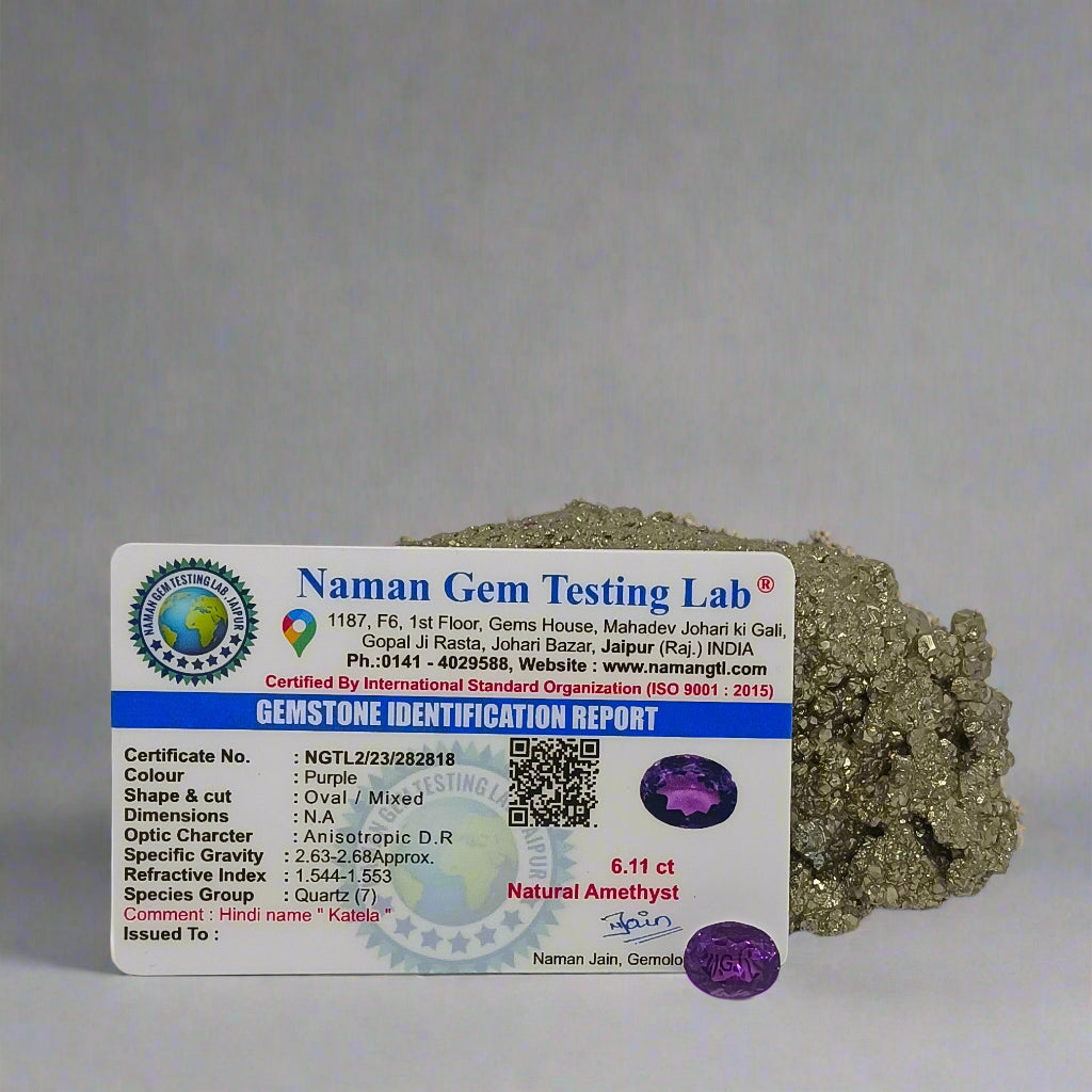 NATURAL AMETHYST(KATAILA) || 6.11 CARATE || LAB CERTIFIED