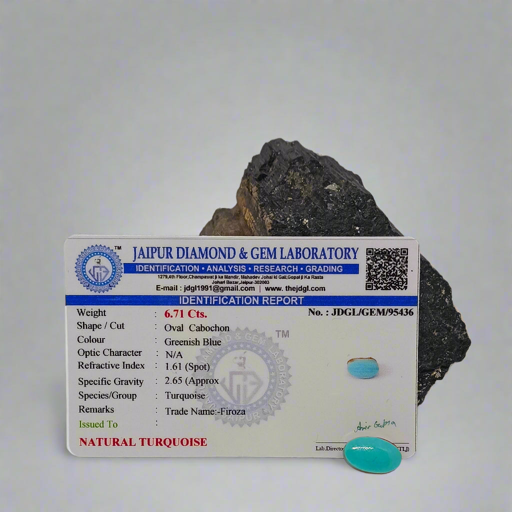 NATURAL TURQUOISE(FIROZA) || 6.71 CARATE || LAB CERTIFIED