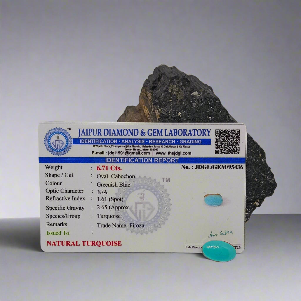 NATURAL TURQUOISE(FIROZA) || 8.50 CARATE || LAB CERTIFIED