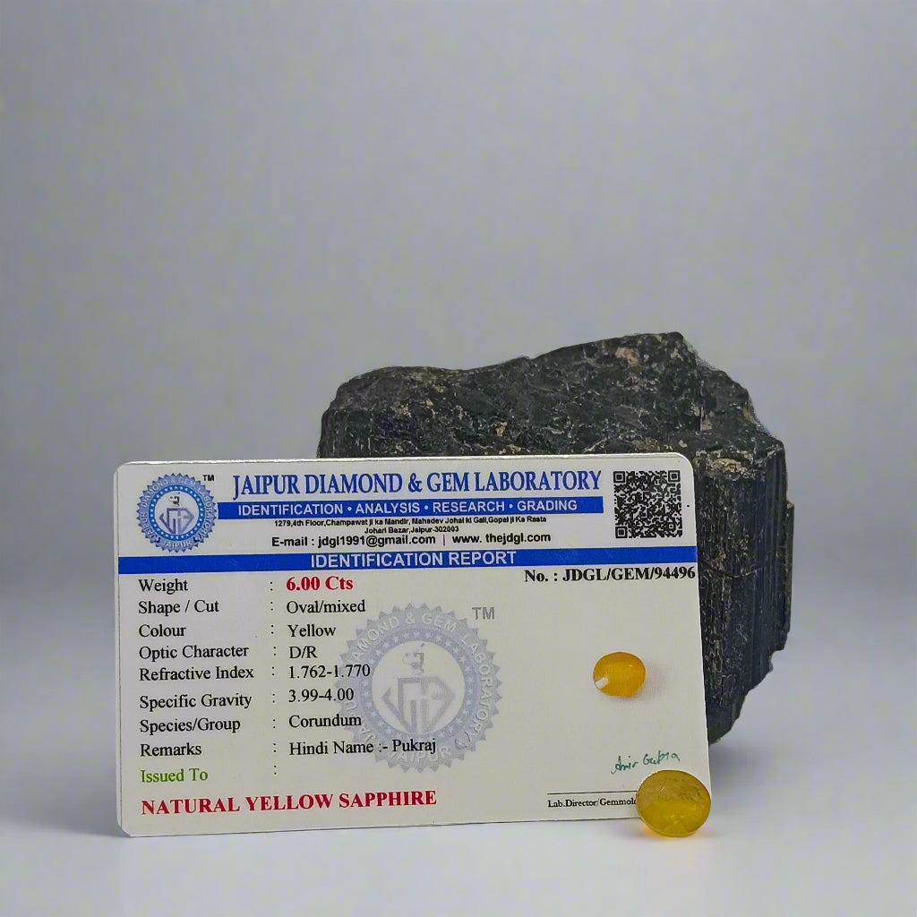 NATURAL YELLOW SAPPHIRE(PUKHRAJ) || 6.00 CARATE || LAB CERTIFIED