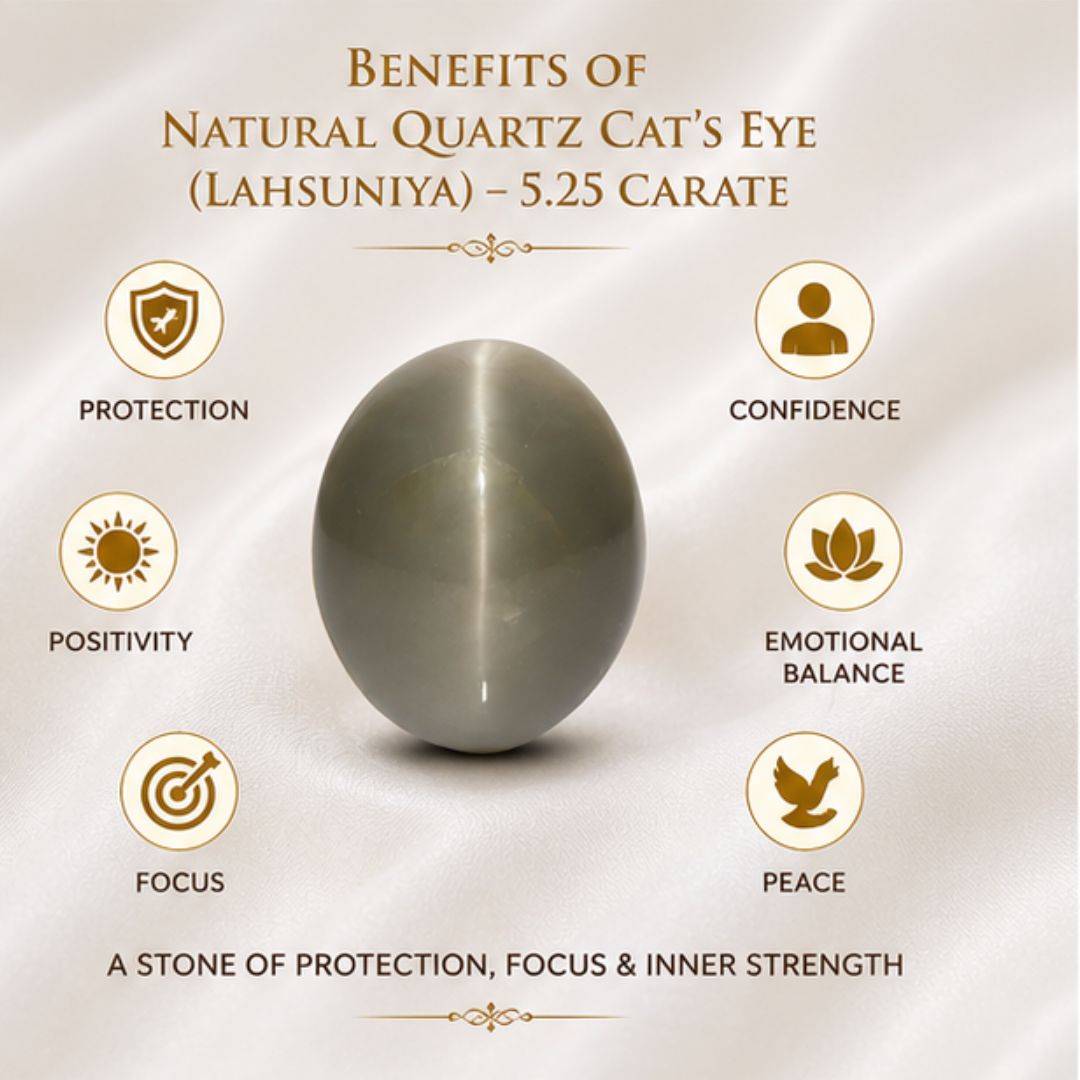 Natural Cat’s Eye (Lahsuniya) Quartz 5.25 CARAT for Ketu Protection & Success