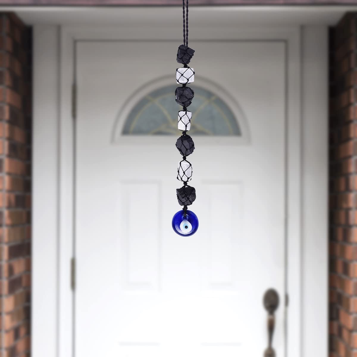 Selenite, Black Tourmaline and Evil Eye Protection Hanging