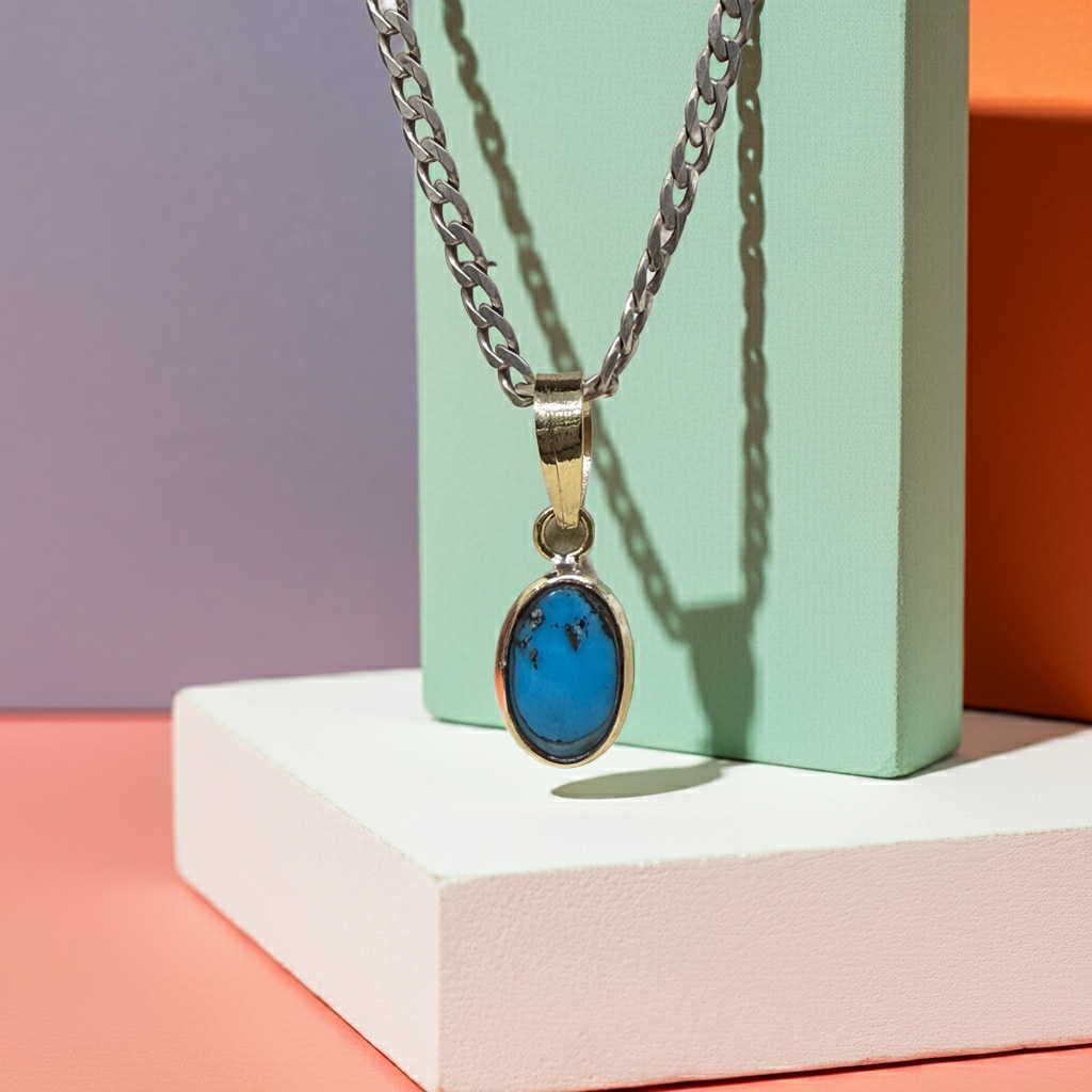NATURAL FIROZA PENDANT - Energized & Certified ( 4.20 Carate )