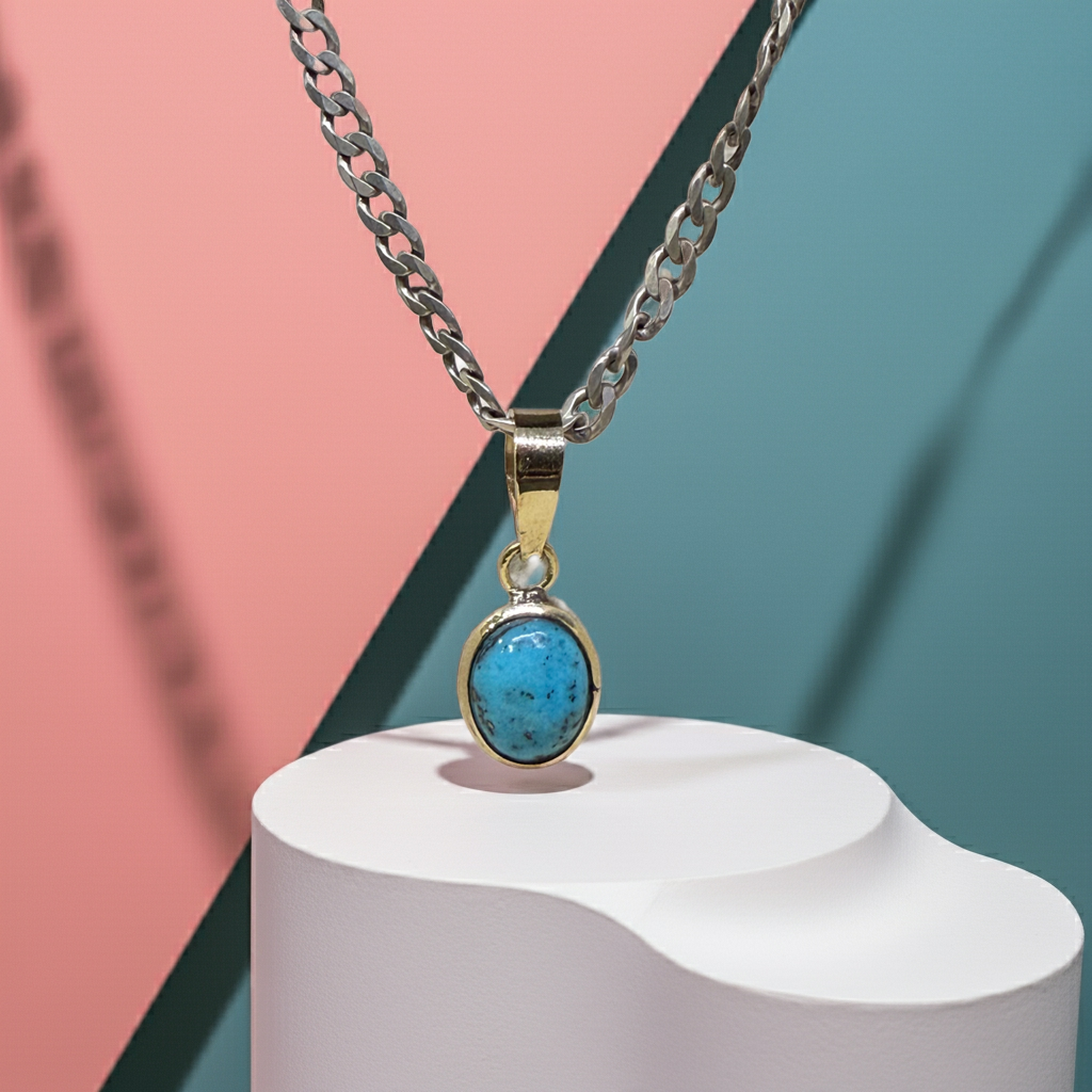 NATURAL FIROZA PENDANT - Energized & Certified ( 2.60 Carate )