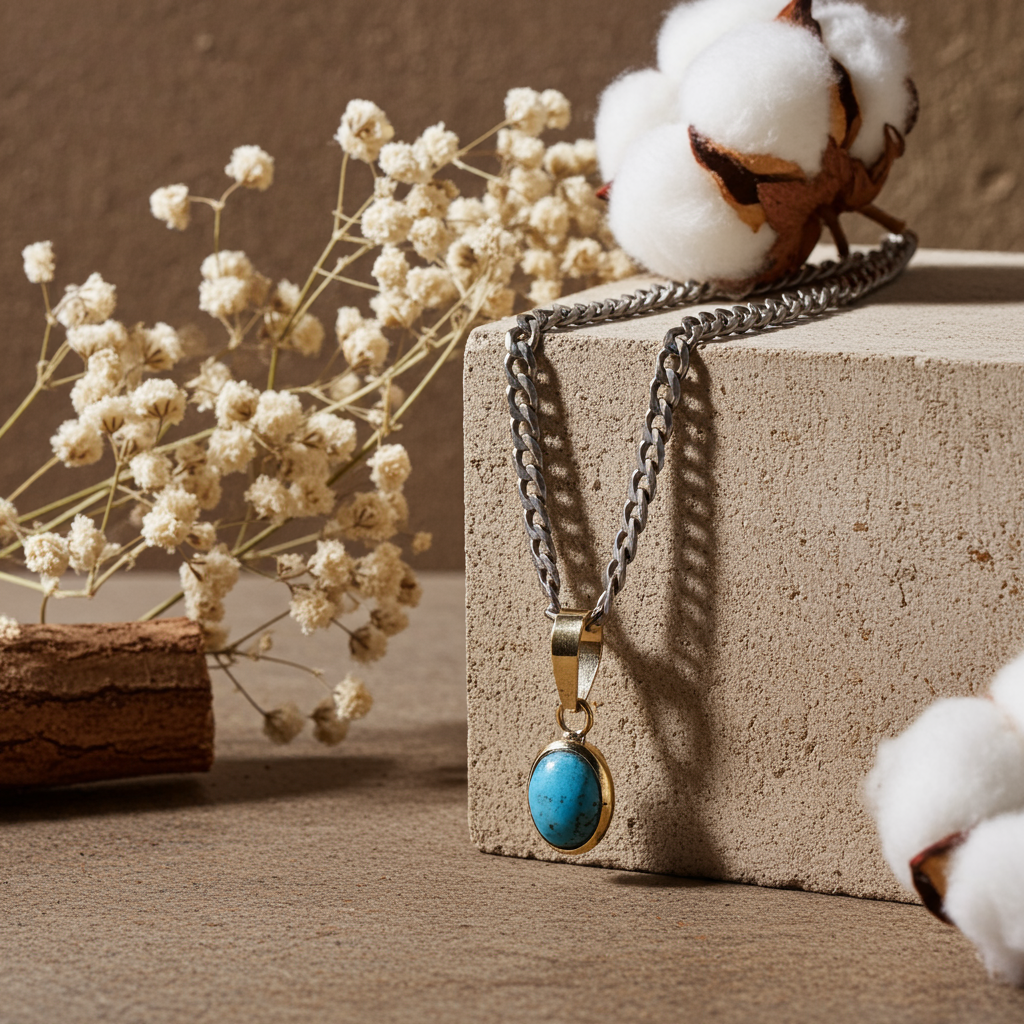 NATURAL FIROZA PENDANT - Energized & Certified ( 2.60 Carate )