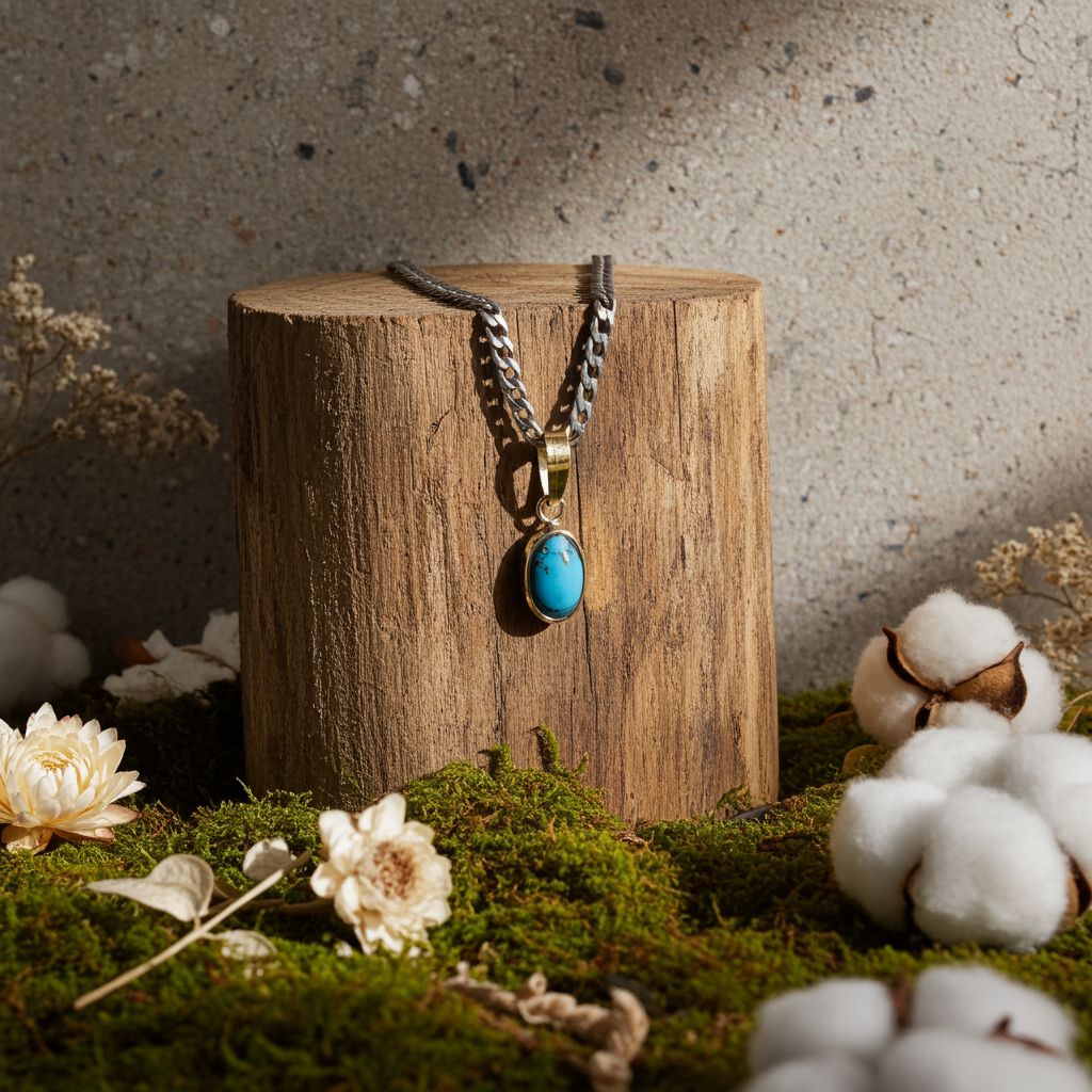 NATURAL FIROZA PENDANT - Energized & Certified ( 4.20 Carate )
