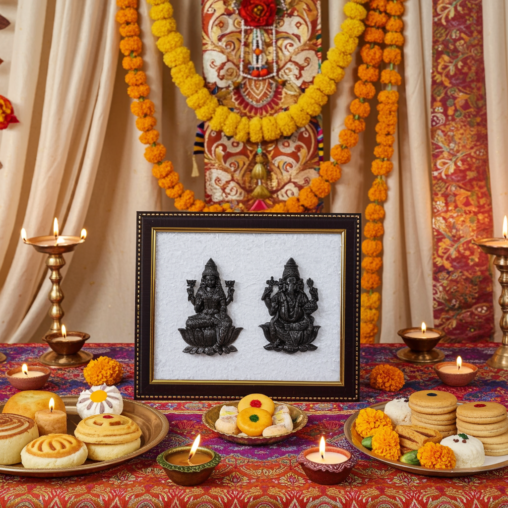 Pyrite Ganesh Ji & Laxmi Ji Frame || Gembhagya