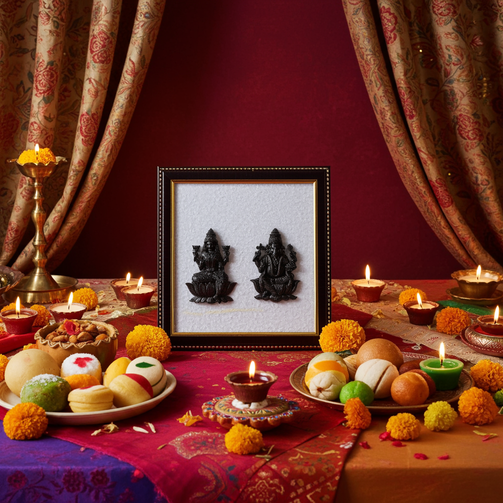 Pyrite Ganesh Ji & Laxmi Ji Frame || Gembhagya