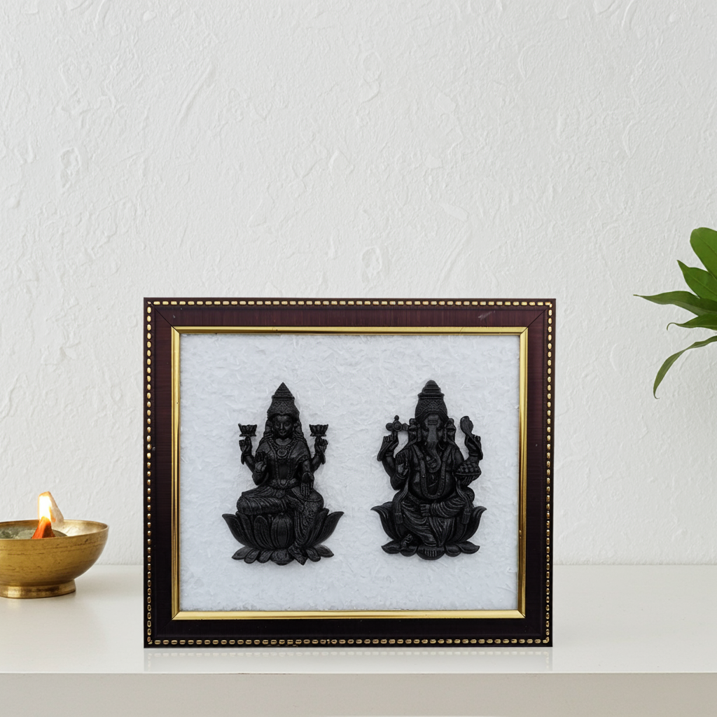 Pyrite Ganesh Ji & Laxmi Ji Frame || Gembhagya