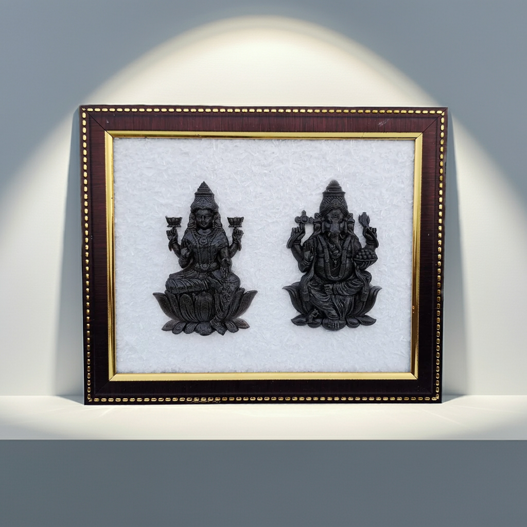 Pyrite Ganesh Ji & Laxmi Ji Frame || Gembhagya
