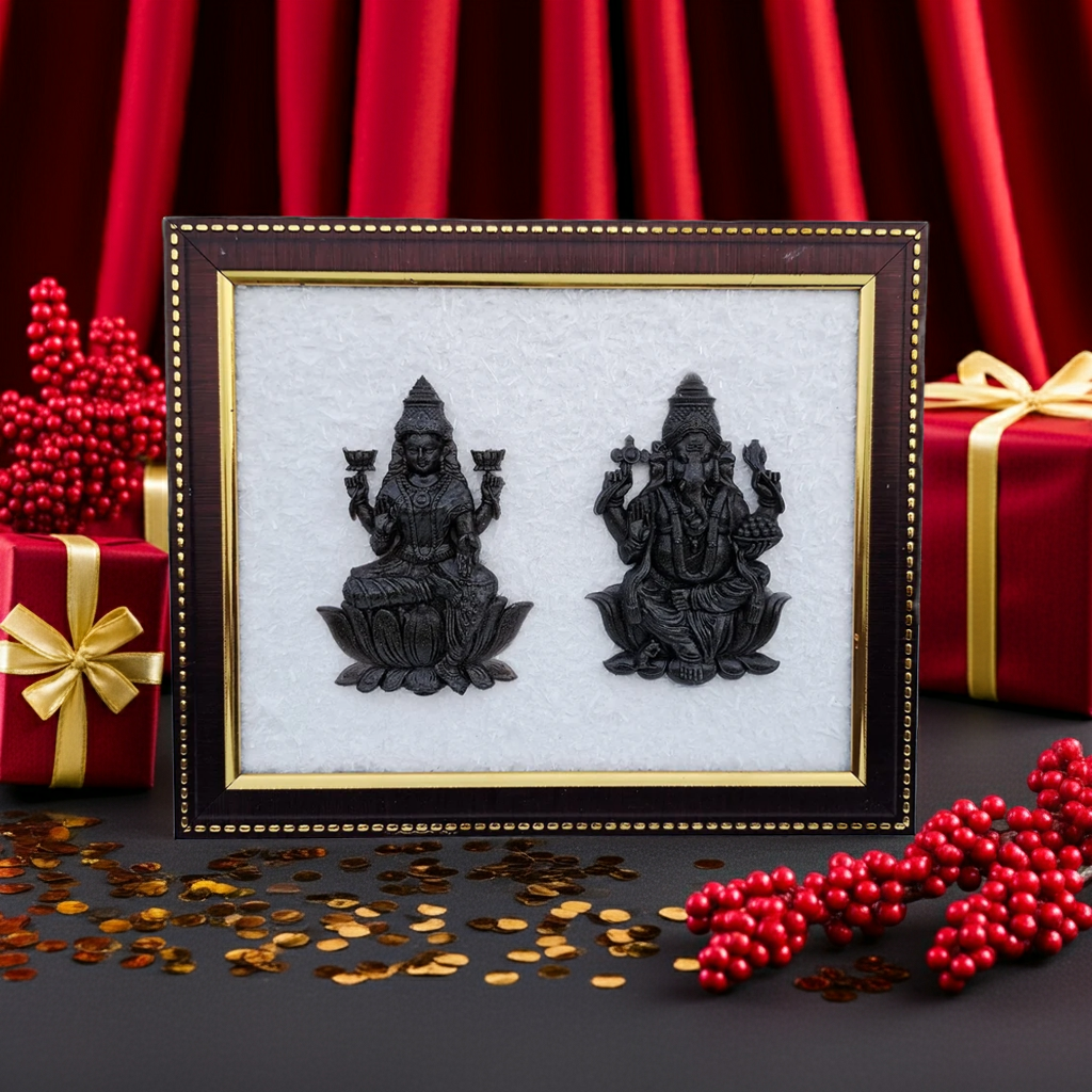 Pyrite Ganesh Ji & Laxmi Ji Frame || Gembhagya