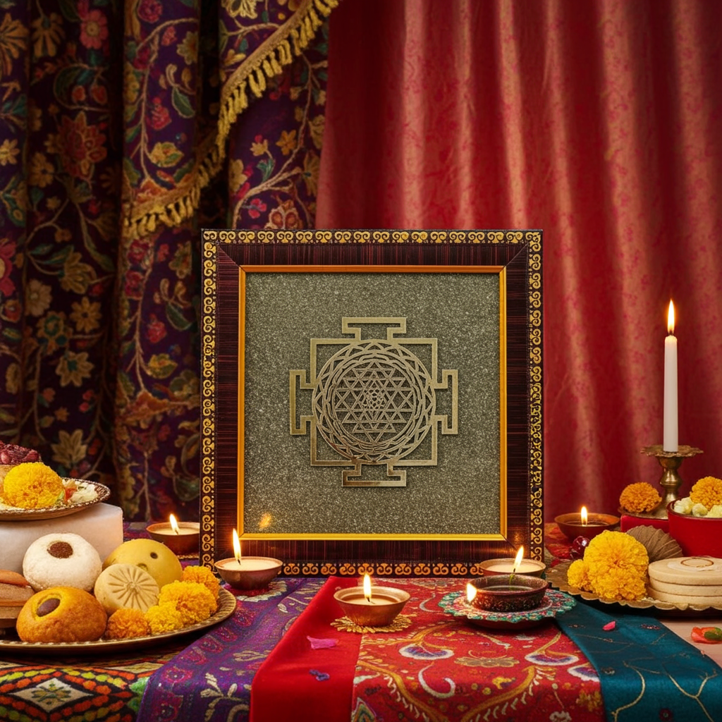 Shree Yantra Pyrite Frame || Gem Bhagya