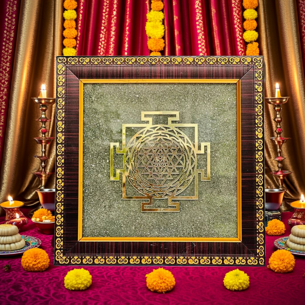 Shree Yantra Pyrite Frame || Gem Bhagya