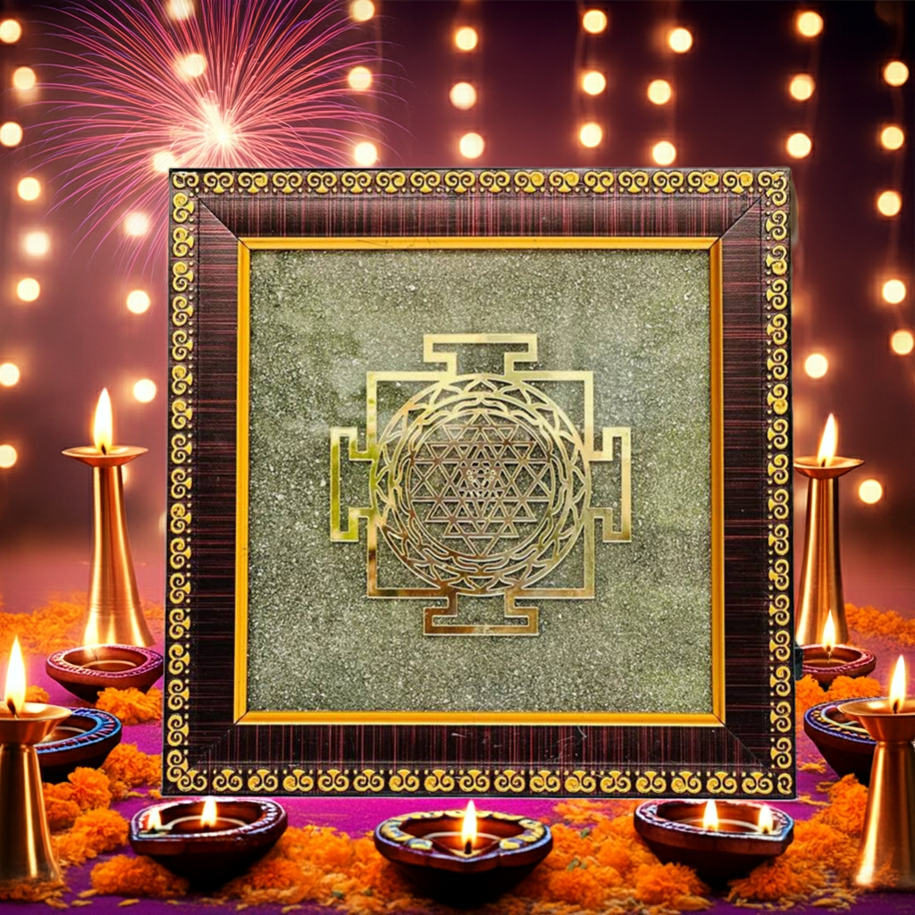 Shree Yantra Pyrite Frame || Gem Bhagya