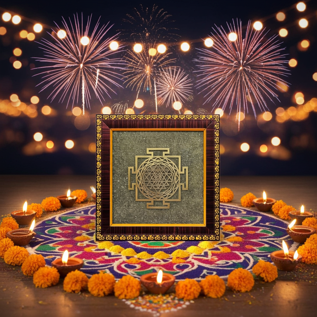 Shree Yantra Pyrite Frame || Gem Bhagya