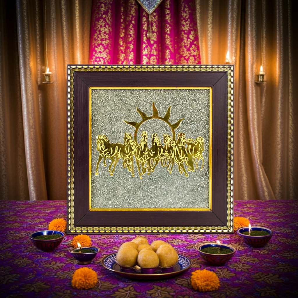 Pyrite Seven Horses Frame || Gem bhagya