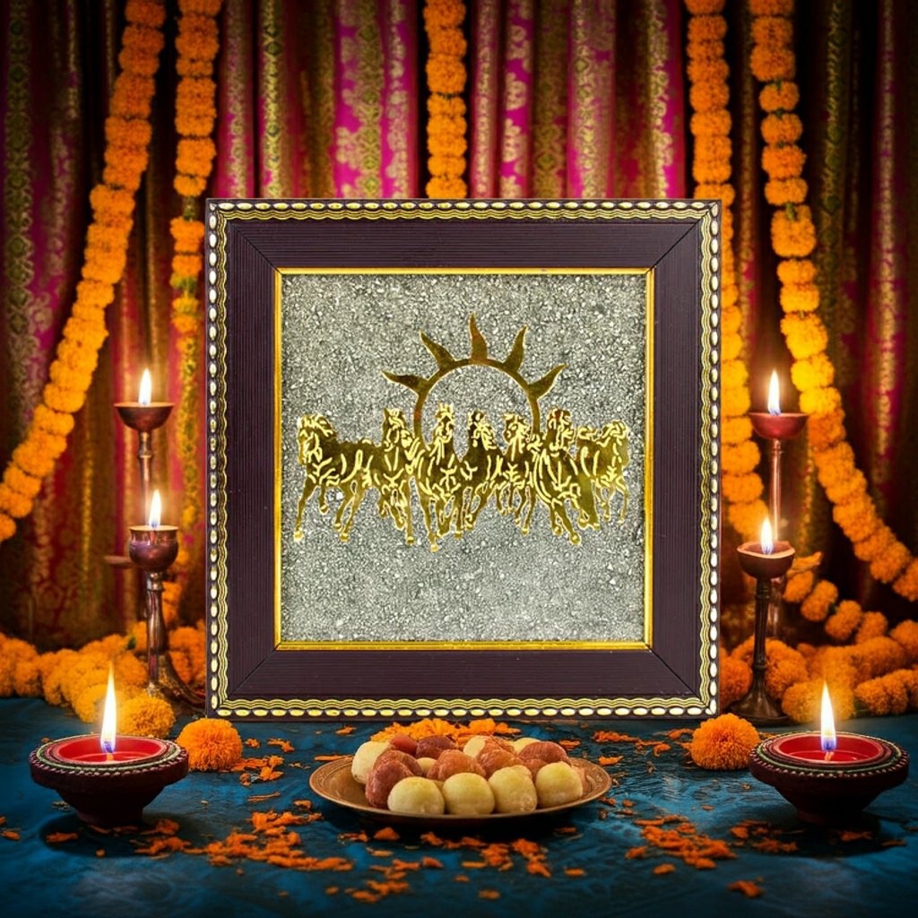 Pyrite Seven Horses Frame || Gem bhagya