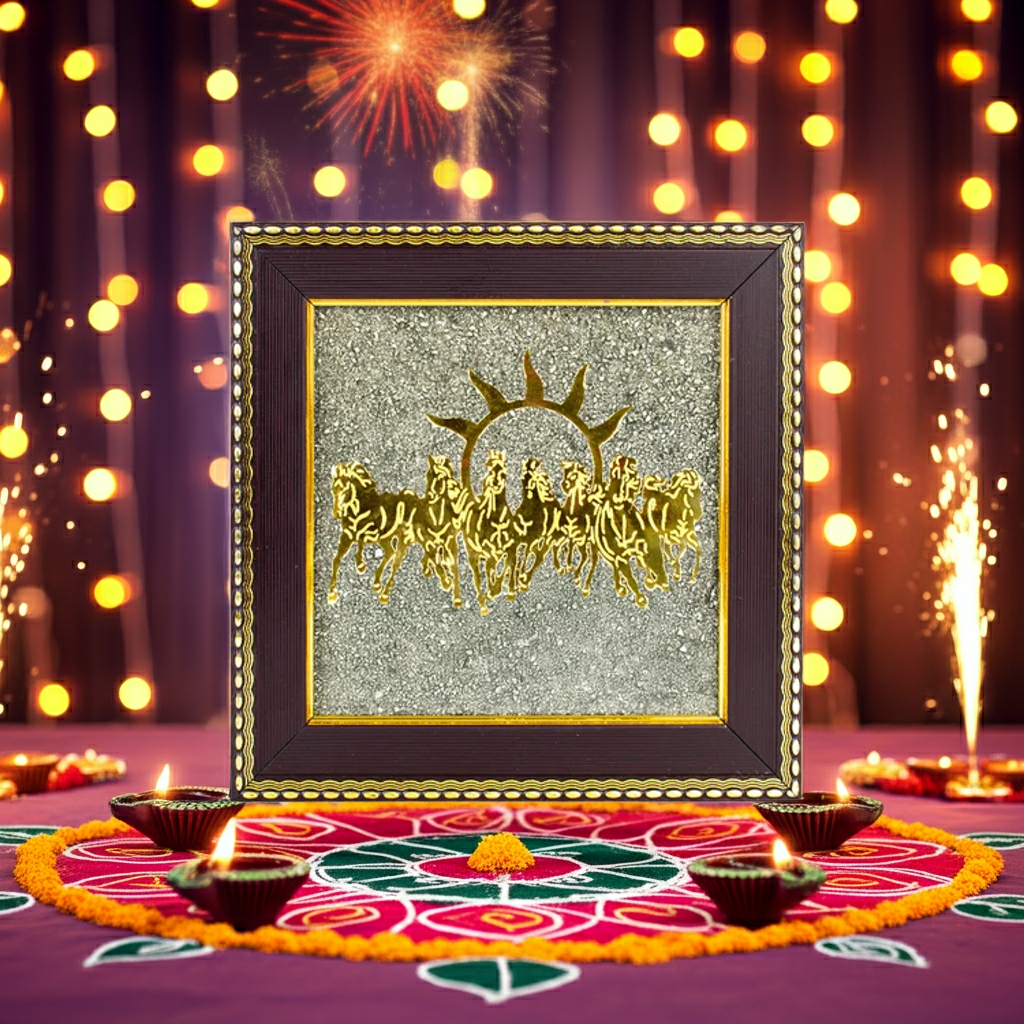 Pyrite Seven Horses Frame || Gem bhagya