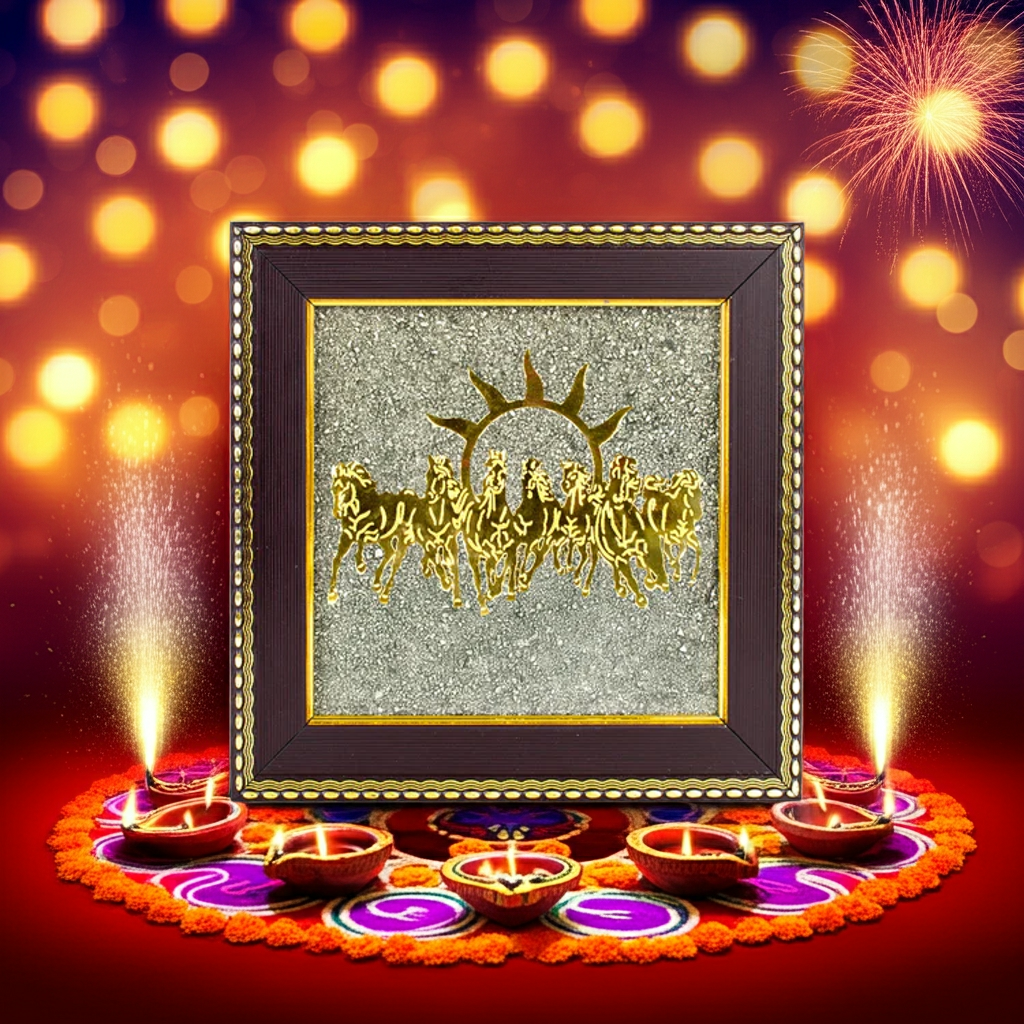 Pyrite Seven Horses Frame || Gem bhagya