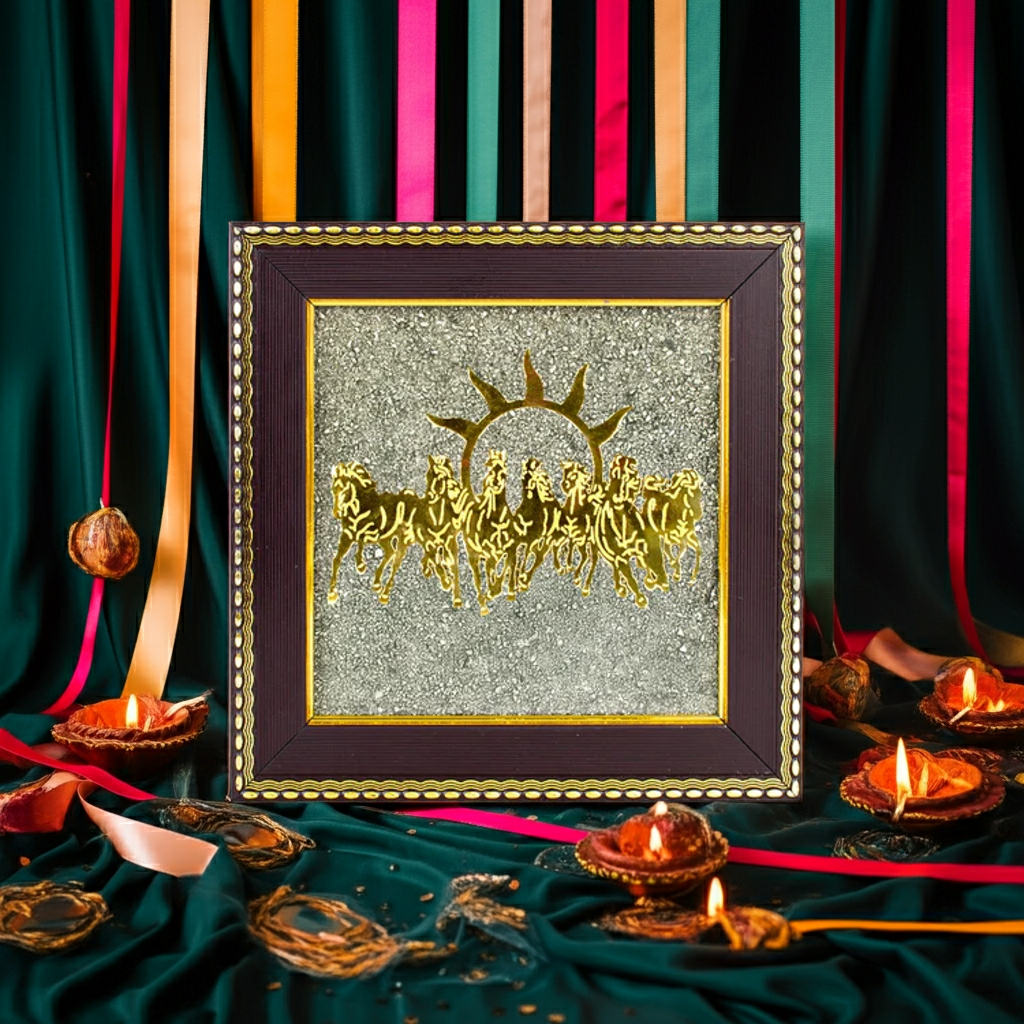 Pyrite Seven Horses Frame || Gem bhagya
