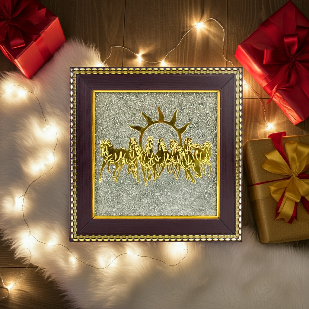 Pyrite Seven Horses Frame || Gem bhagya
