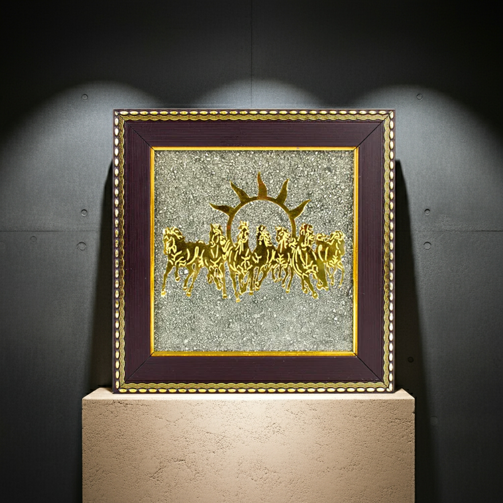 Pyrite Seven Horses Frame || Gem bhagya