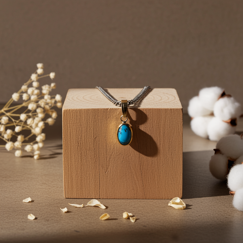 NATURAL FIROZA PENDANT - Energized & Certified ( 4.20 Carate )
