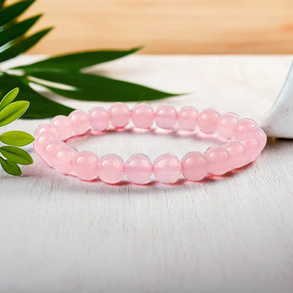 Rose Quartz Bracelet–  (8mm) Unisex|| Gem Bhagya